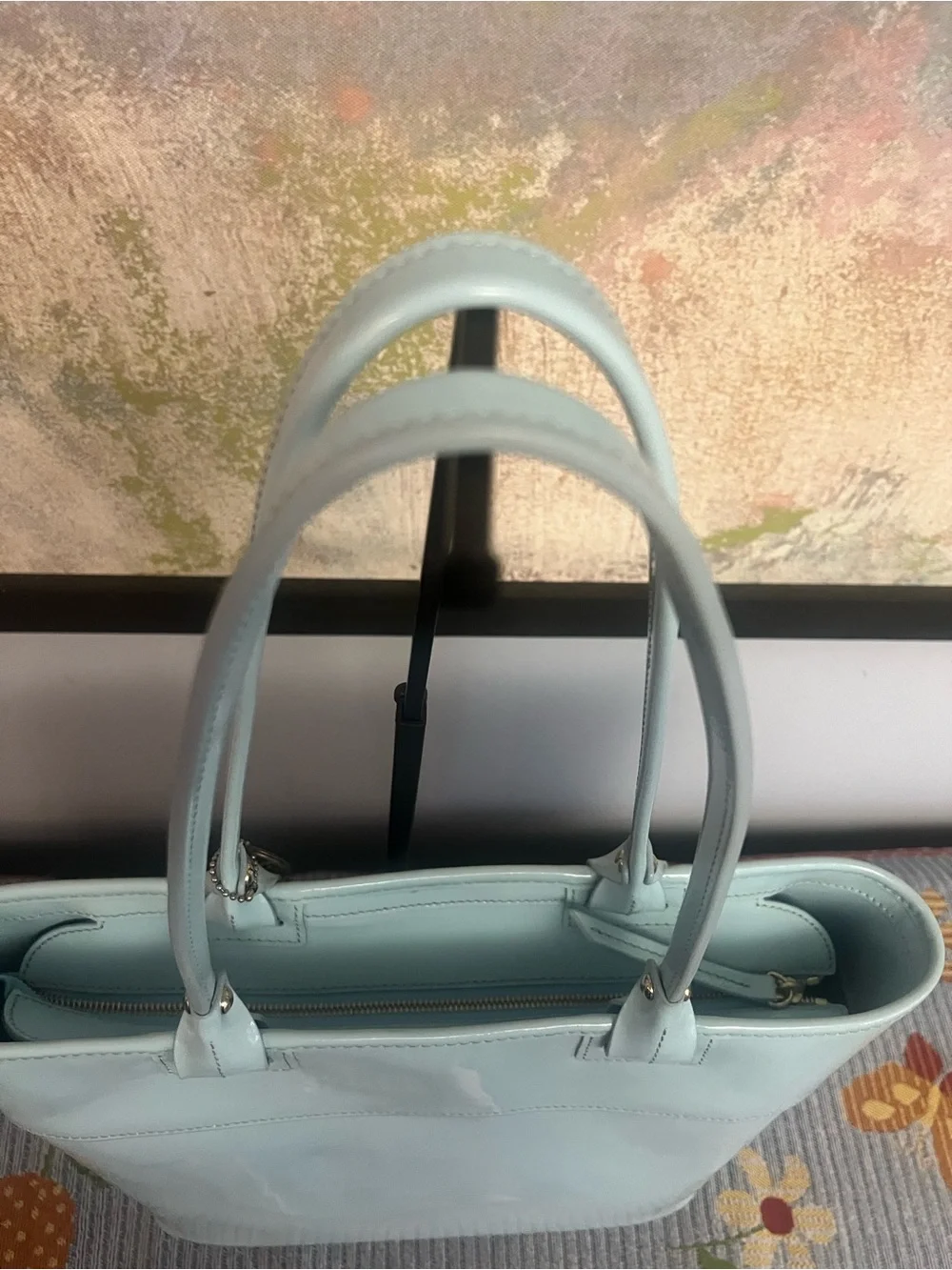 Dooney & Bourke Beacon Patent Leather Tote Light Blue